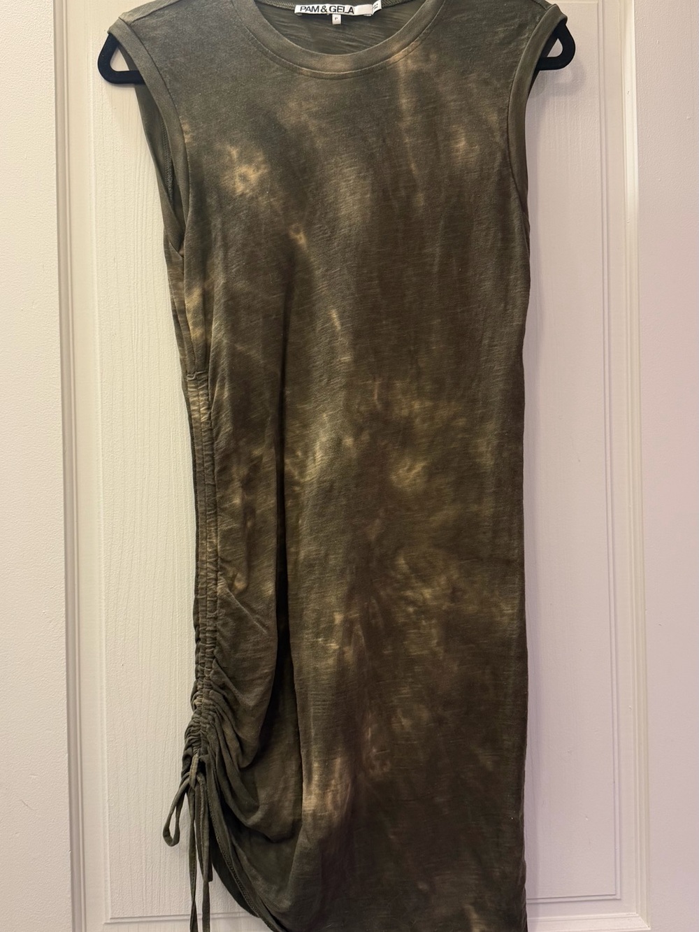 Green Tie-Dye Ruched Dress